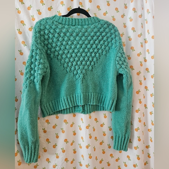 Women's Teal Knit Sweater - Picture 9 of 9